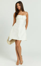 Mavic Mini Dress - Tie Detail Bust Dress in White